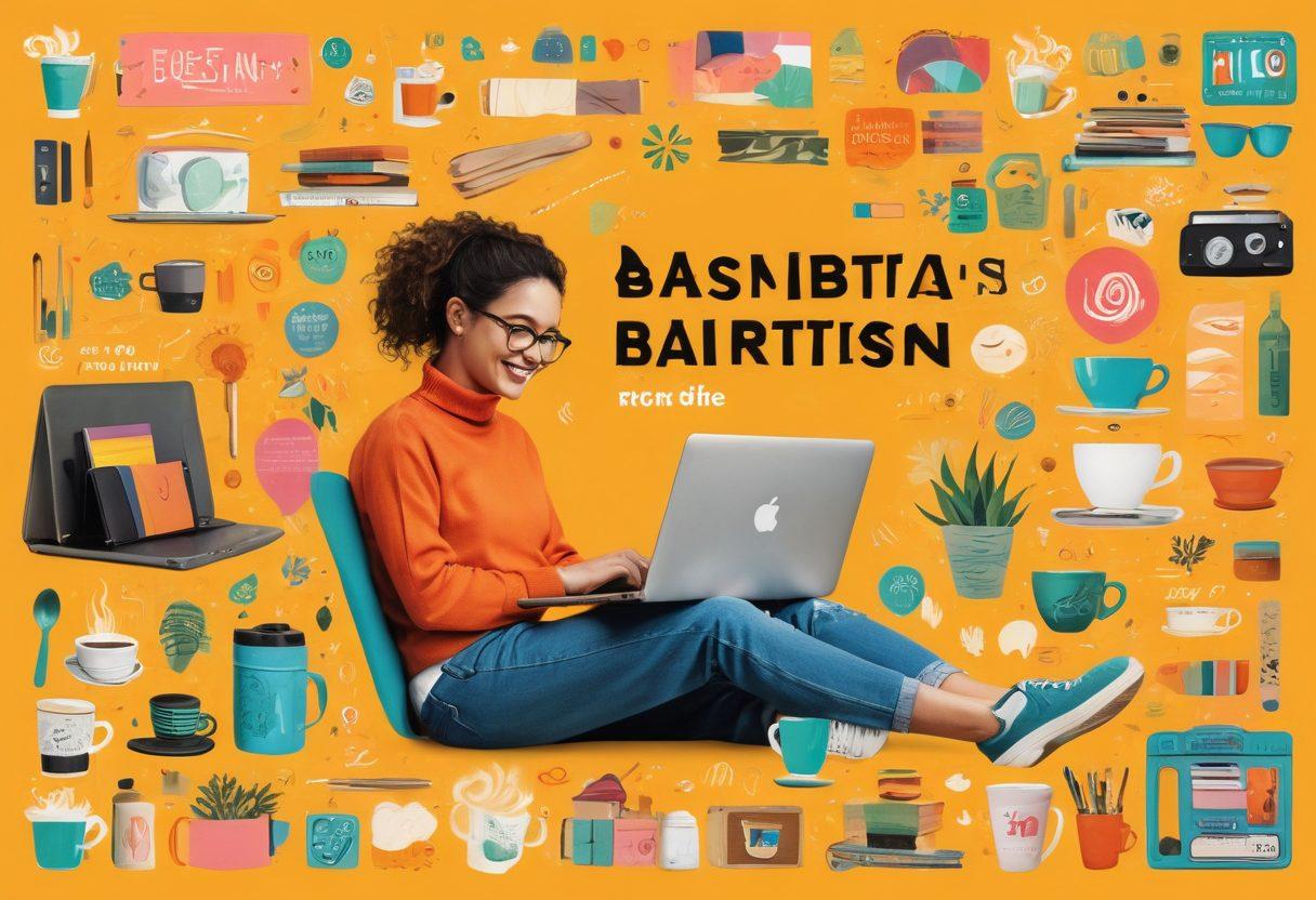 A vibrant collage showcasing young adults engaging in various part-time jobs like barista, freelance designer, and tutor, with elements of flexibility such as a laptop in a park and a cozy café scene. The background features bright colors and playful typography representing fun and opportunity. Include symbols of creativity like art supplies and tech gadgets. The overall mood should be cheerful and inspiring. vibrant colors. modern illustration.